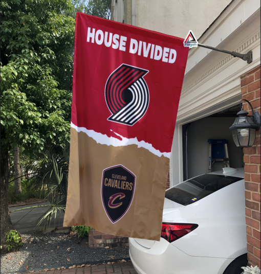 Trail Blazers vs Cavaliers House Divided Flag, NBA House Divided Flag