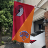 Portland Trail Blazers vs New York Knicks House Divided Flag, NBA House Divided Flag