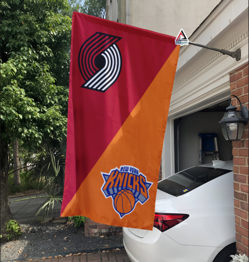 Trail Blazers vs Knicks House Divided Flag, NBA House Divided Flag