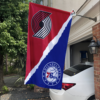 Portland Trail Blazers vs Philadelphia 76ers House Divided Flag, NBA House Divided Flag