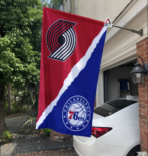 Trail Blazers vs 76ers House Divided Flag, NBA House Divided Flag