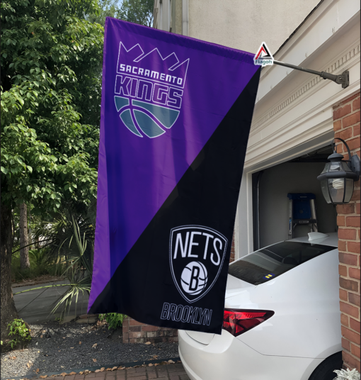 Kings vs Nets House Divided Flag, NBA House Divided Flag