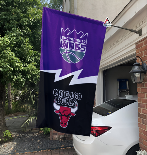 Kings vs Bulls House Divided Flag, NBA House Divided Flag