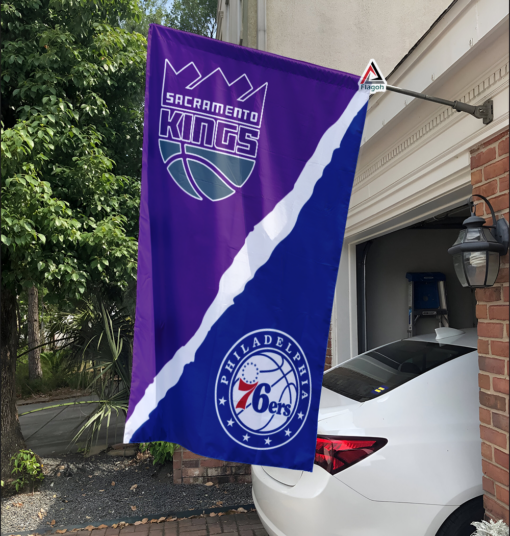 Kings vs 76ers House Divided Flag, NBA House Divided Flag