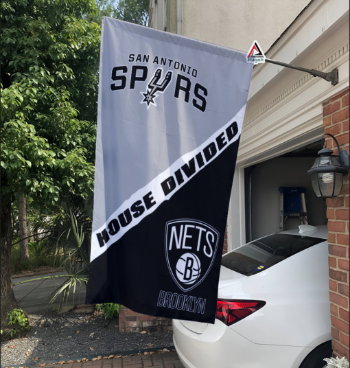 Spurs vs Nets House Divided Flag, NBA House Divided Flag