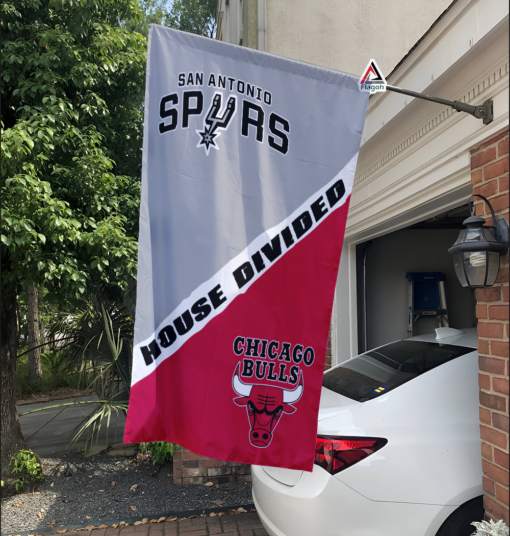 Spurs vs Bulls House Divided Flag, NBA House Divided Flag