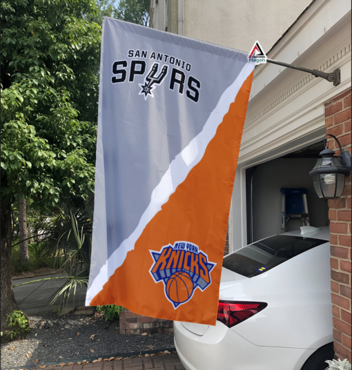 Spurs vs Knicks House Divided Flag, NBA House Divided Flag