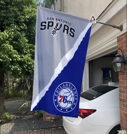 Spurs vs 76ers House Divided Flag, NBA House Divided Flag