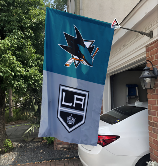 Sharks vs Kings House Divided Flag, NHL House Divided Flag