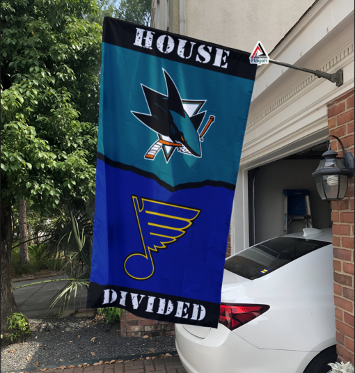 Sharks vs Blues House Divided Flag, NHL House Divided Flag