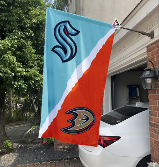 Kraken vs Ducks House Divided Flag, NHL House Divided Flag