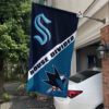 Seattle Kraken vs San Jose Sharks House Divided Flag, NHL House Divided Flag