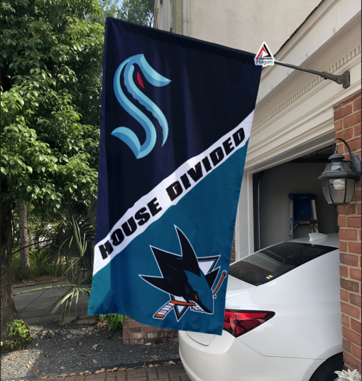 Kraken vs Sharks House Divided Flag, NHL House Divided Flag