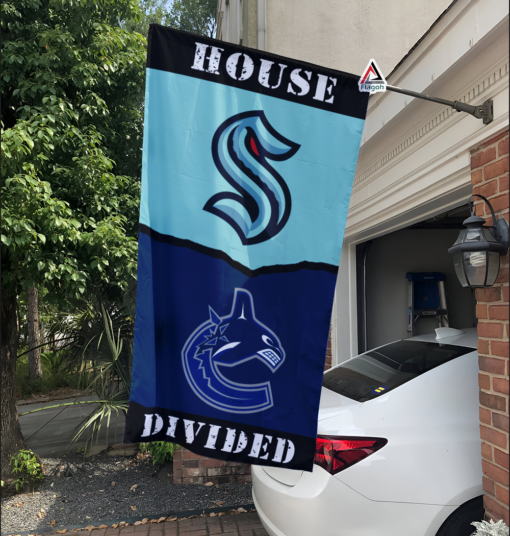 Kraken vs Canucks House Divided Flag, NHL House Divided Flag