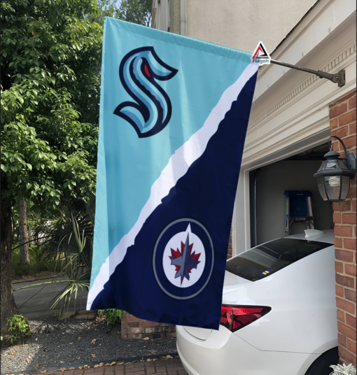 Kraken vs Jets House Divided Flag, NHL House Divided Flag