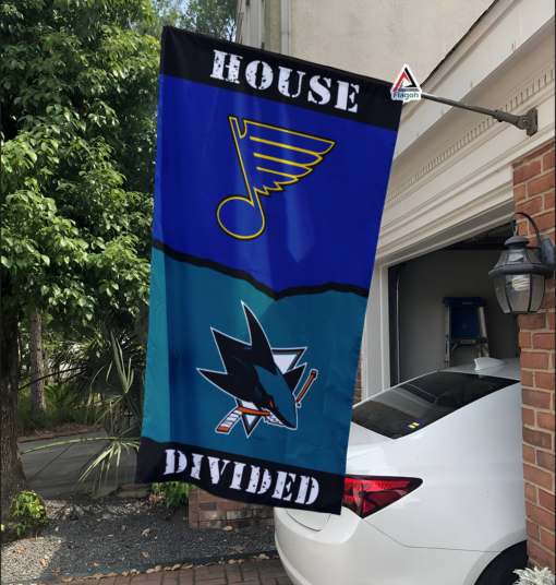 Blues vs Sharks House Divided Flag, NHL House Divided Flag