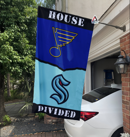 Blues vs Kraken House Divided Flag, NHL House Divided Flag