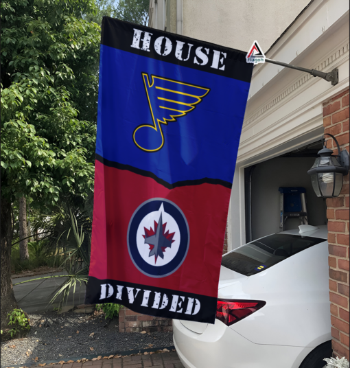 Blues vs Jets House Divided Flag, NHL House Divided Flag