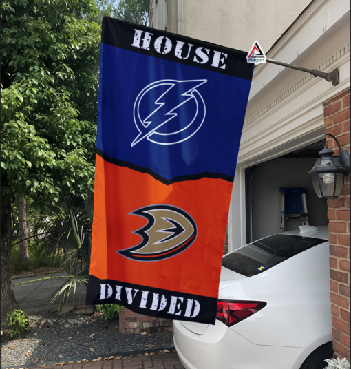 Lightning vs Ducks House Divided Flag, NHL House Divided Flag