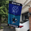 Tampa Bay Lightning vs San Jose Sharks House Divided Flag, NHL House Divided Flag