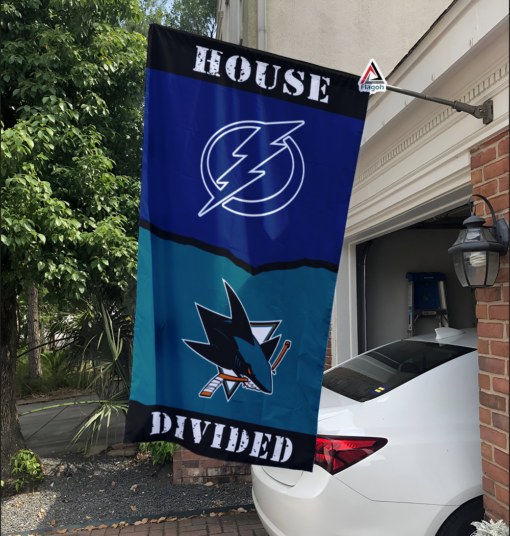 Lightning vs Sharks House Divided Flag, NHL House Divided Flag