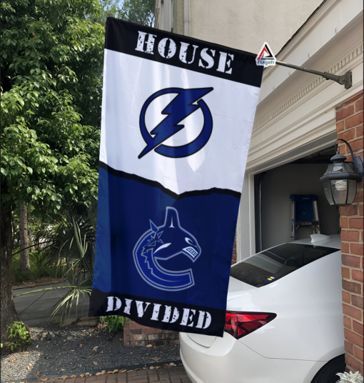 Lightning vs Canucks House Divided Flag, NHL House Divided Flag