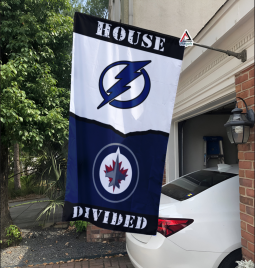 Lightning vs Jets House Divided Flag, NHL House Divided Flag