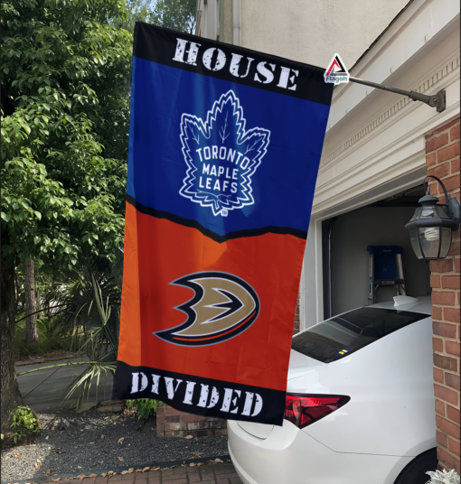 Maple Leafs vs Ducks House Divided Flag, NHL House Divided Flag