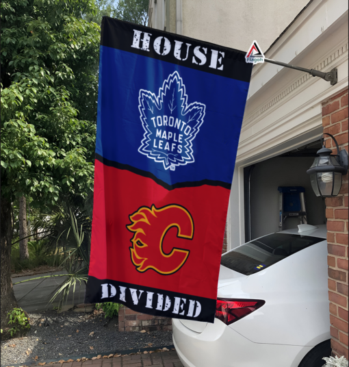 Maple Leafs vs Flames House Divided Flag, NHL House Divided Flag