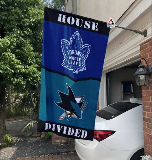 Maple Leafs vs Sharks House Divided Flag, NHL House Divided Flag