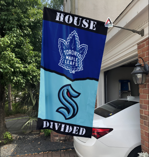 Maple Leafs vs Kraken House Divided Flag, NHL House Divided Flag