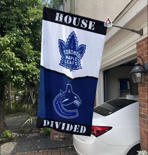 Maple Leafs vs Canucks House Divided Flag, NHL House Divided Flag