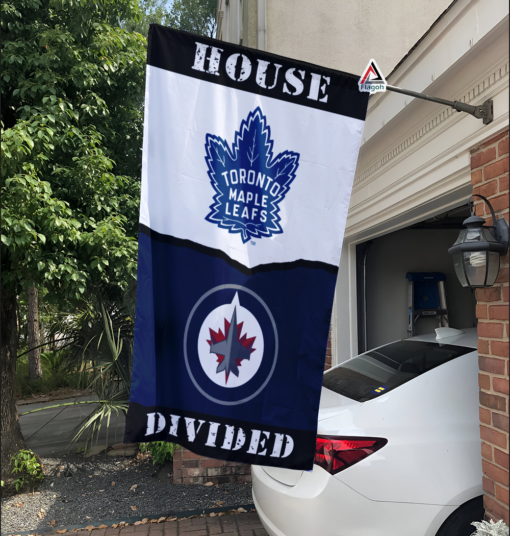 Maple Leafs vs Jets House Divided Flag, NHL House Divided Flag