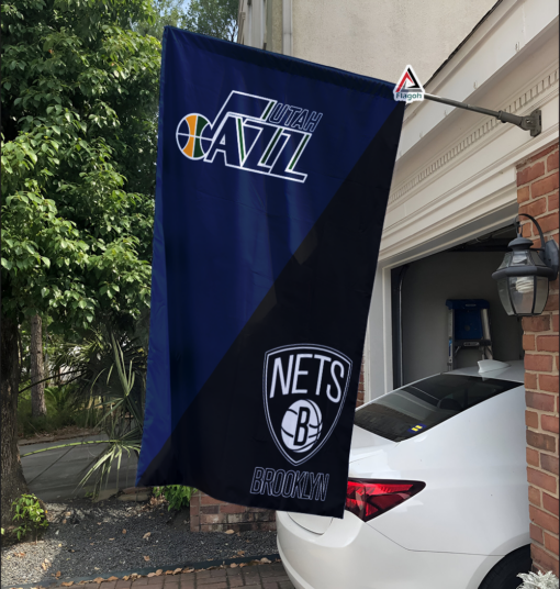 Jazz vs Nets House Divided Flag, NBA House Divided Flag