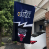 Utah Jazz vs Chicago Bulls House Divided Flag, NBA House Divided Flag