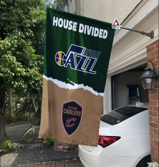 Jazz vs Cavaliers House Divided Flag, NBA House Divided Flag