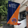 Utah Jazz vs New York Knicks House Divided Flag, NBA House Divided Flag