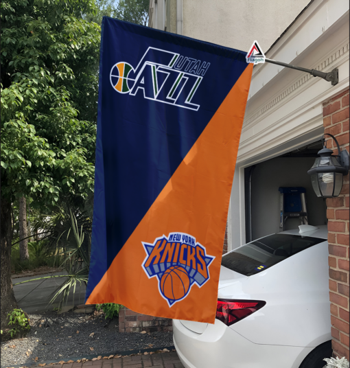 Jazz vs Knicks House Divided Flag, NBA House Divided Flag