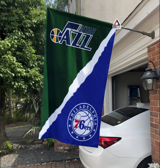 Jazz vs 76ers House Divided Flag, NBA House Divided Flag