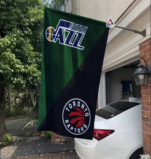 Jazz vs Raptors House Divided Flag, NBA House Divided Flag