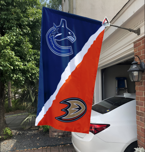 Canucks vs Ducks House Divided Flag, NHL House Divided Flag