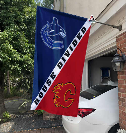 Canucks vs Flames House Divided Flag, NHL House Divided Flag