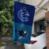 Vancouver Canucks vs San Jose Sharks House Divided Flag, NHL House Divided Flag