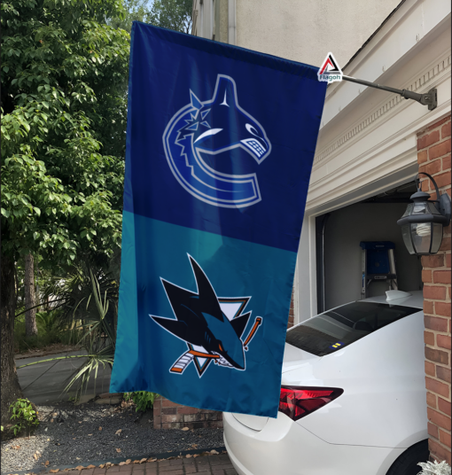 Canucks vs Sharks House Divided Flag, NHL House Divided Flag