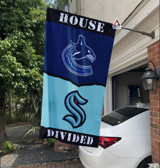 Canucks vs Kraken House Divided Flag, NHL House Divided Flag