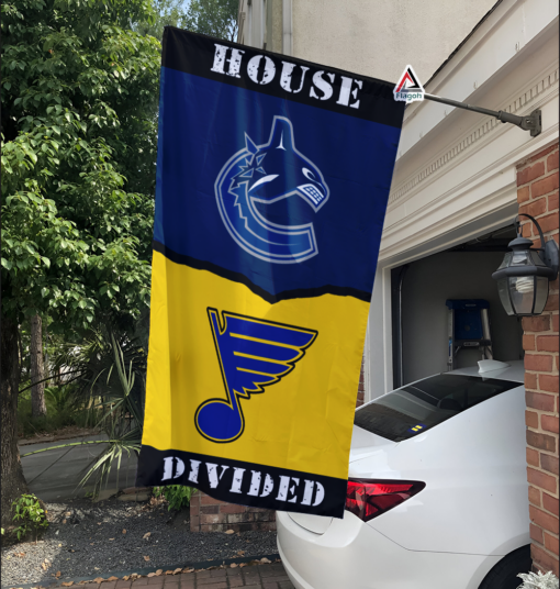 Canucks vs Blues House Divided Flag, NHL House Divided Flag