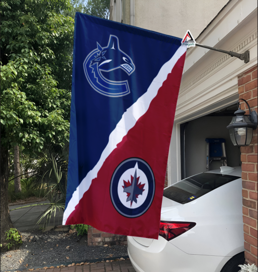 Canucks vs Jets House Divided Flag, NHL House Divided Flag