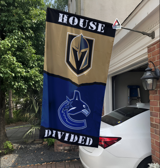 Golden Knights vs Canucks House Divided Flag, NHL House Divided Flag