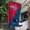 Washington Capitals vs San Jose Sharks House Divided Flag, NHL House Divided Flag