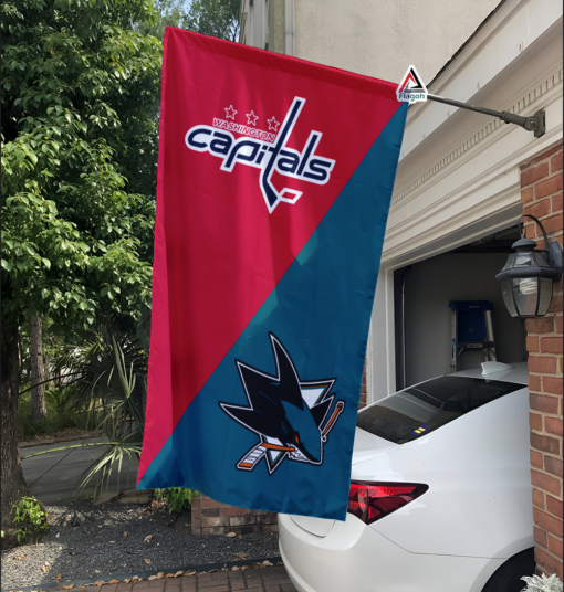 Capitals vs Sharks House Divided Flag, NHL House Divided Flag